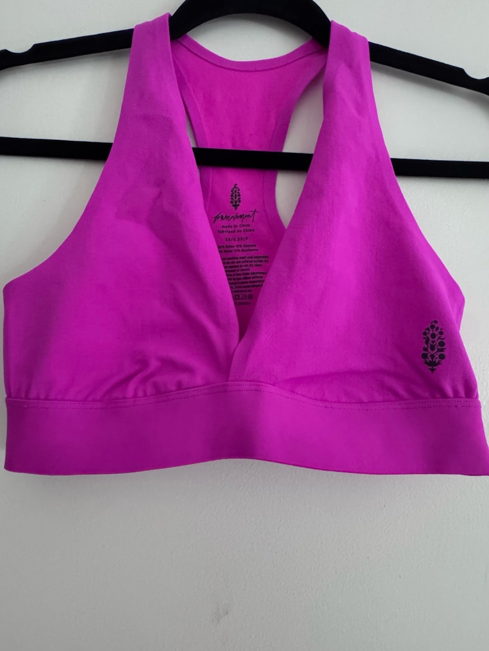 Free People Bright Fuchsia Plunge Sports Bra XS - Picture 6 of 7